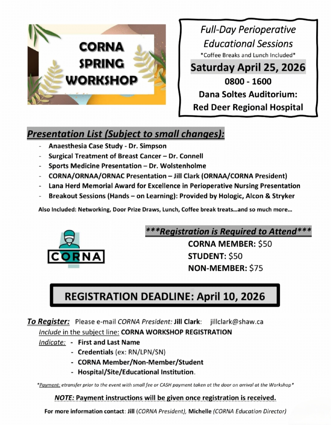 CORNA Spring Workshop, April 25, 2026